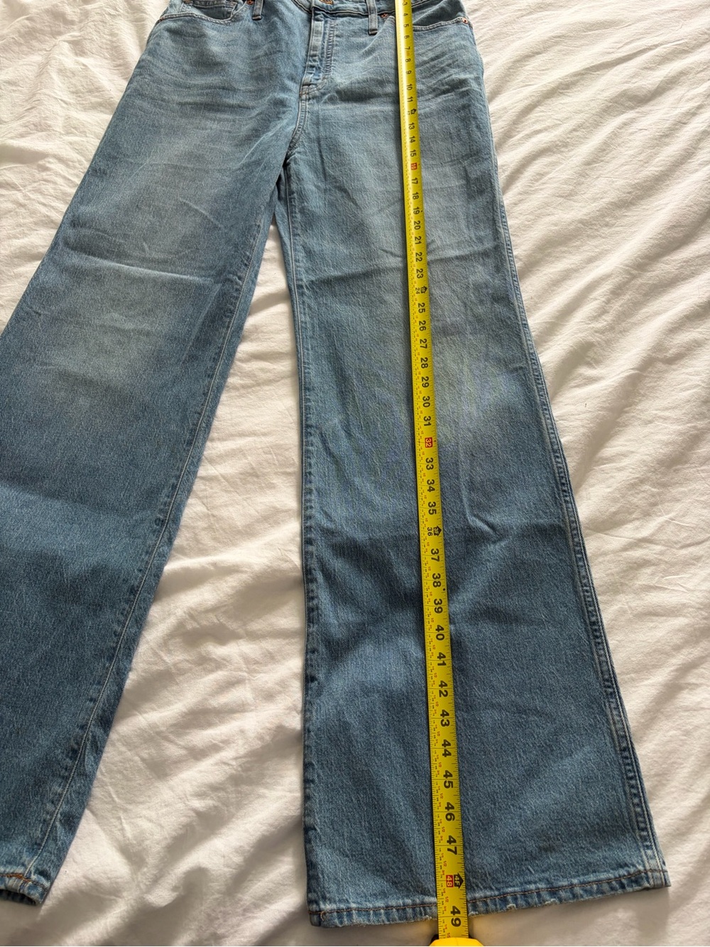 Madewell Light Blue Cotton 11” High Rise Wide-Leg Flare Jeans 33 Tall NWT - Picture 2 of 10